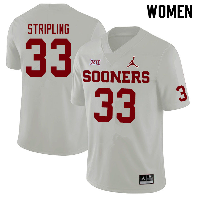 Jordan Brand Women #33 Marcus Stripling Oklahoma Sooners College Football Jerseys Sale-White - Click Image to Close